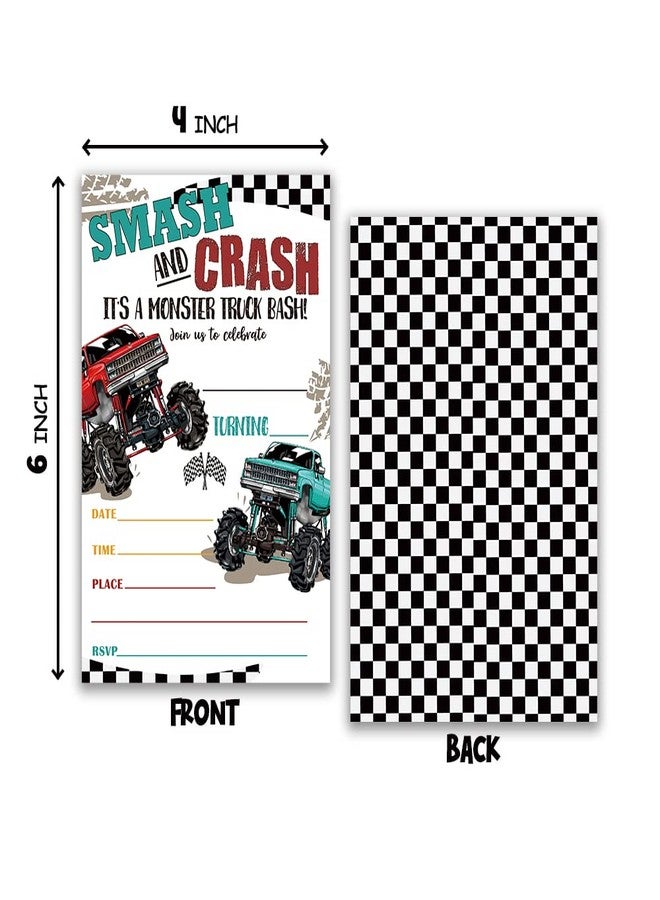 Grace Yonks Smash And Crash Invitation, Truck Birthday Invites, 20 Invitations and Envelopes, Birthday party Invitations, Birthday Party Supplies.(090) - Image 2