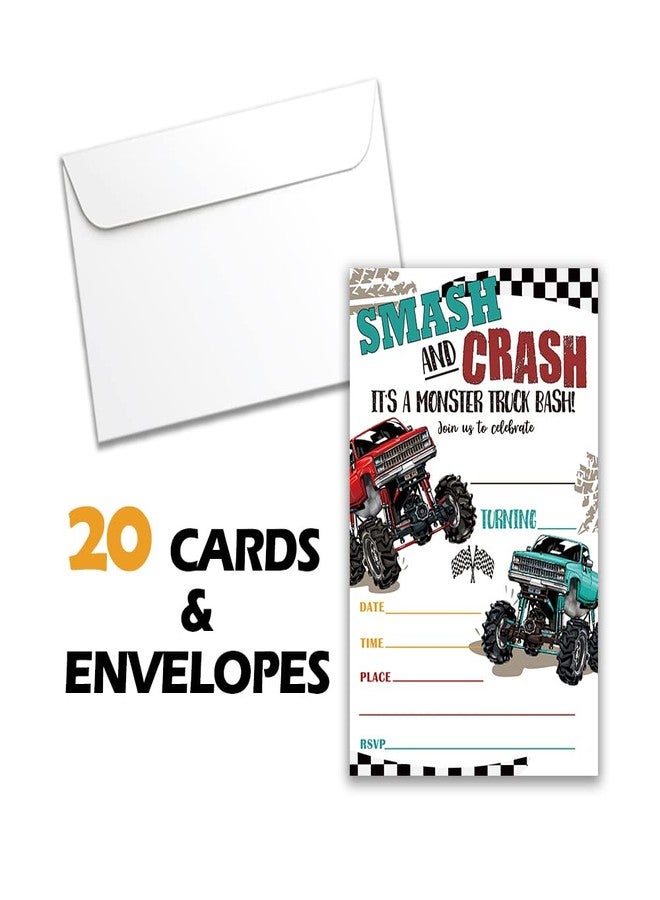 Grace Yonks Smash And Crash Invitation, Truck Birthday Invites, 20 Invitations and Envelopes, Birthday party Invitations, Birthday Party Supplies.(090) - Image 4