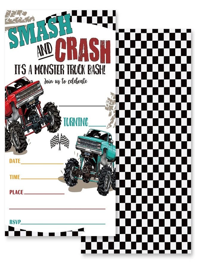 Grace Yonks Smash And Crash Invitation, Truck Birthday Invites, 20 Invitations and Envelopes, Birthday party Invitations, Birthday Party Supplies.(090) - Image 1