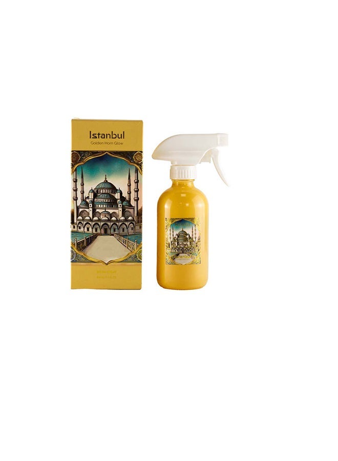 KAMAYA Skyline Collection  Room spray 200 ml  with decal of Istanbul skyline on the beautiful glass jar with spray. Fragrance notes floral spicy and amber with lemon, jasmine, rose vanilla. Perfect for gifting .Beautiful box with gift card inside - Image 2
