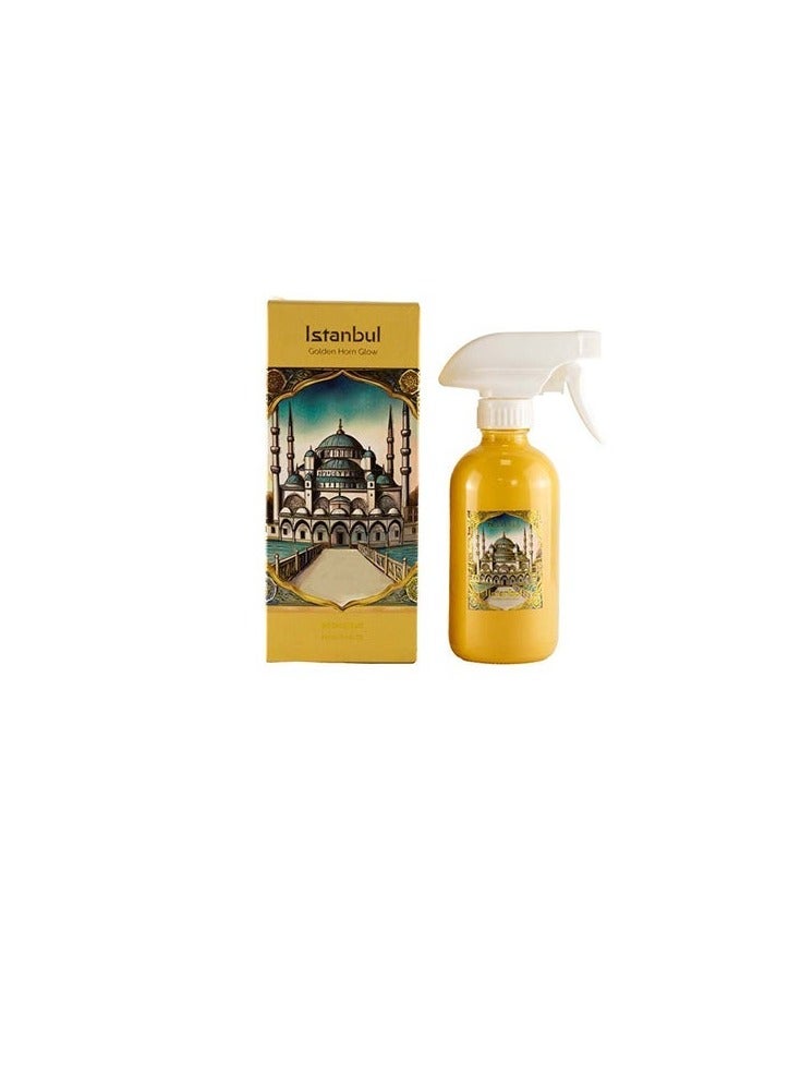 KAMAYA Skyline Collection  Room spray 200 ml  with decal of Istanbul skyline on the beautiful glass jar with spray. Fragrance notes floral spicy and amber with lemon, jasmine, rose vanilla. Perfect for gifting .Beautiful box with gift card inside - Image 2