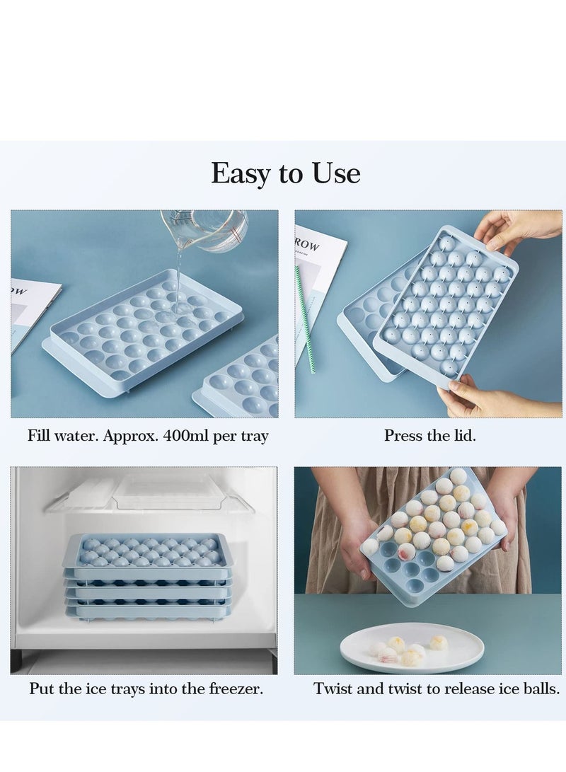 MIXDE Ice Cube Tray, Round Ice Cube Trays for Freezer with Lid & Bin, 1.2 IN X 99 PCS Sphere Ice Ball Maker Molds Circle Ice Tray for Whiskey Cocktails Drinks (3 Trays 1 Ice Container and Scoop) - Image 4