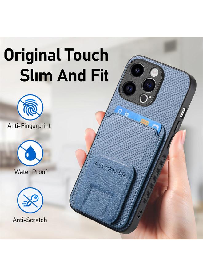 S-TOP Case For iPhone 7 Plus / 8 Plus Carbon Fiber Card Bag Fold Stand Phone Case - Image 5