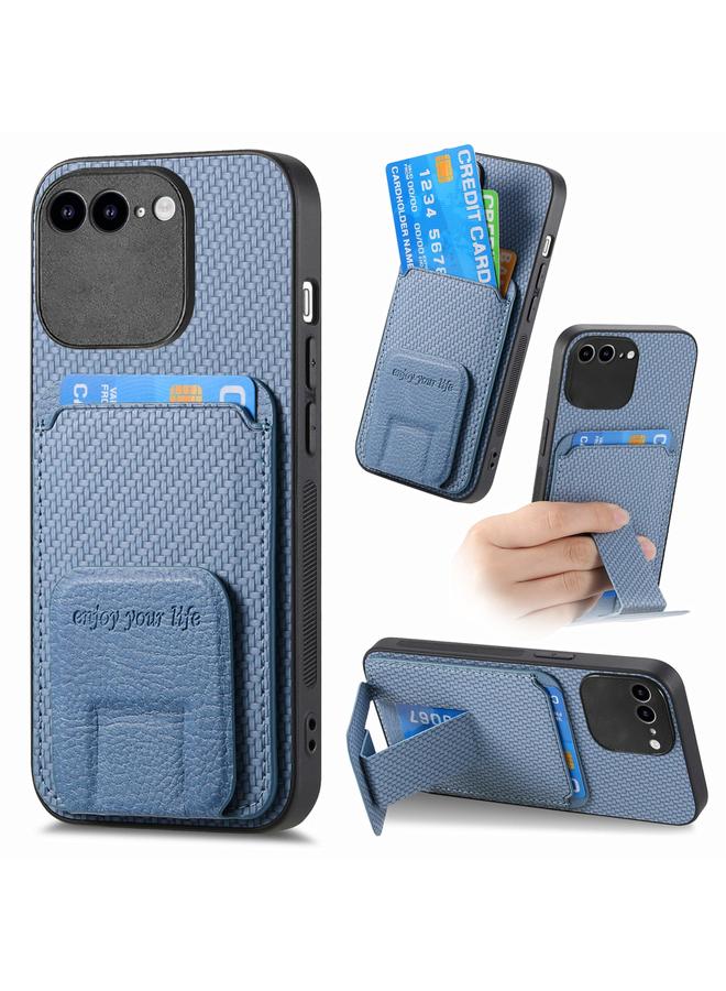 S-TOP Case For iPhone 7 Plus / 8 Plus Carbon Fiber Card Bag Fold Stand Phone Case - Image 1