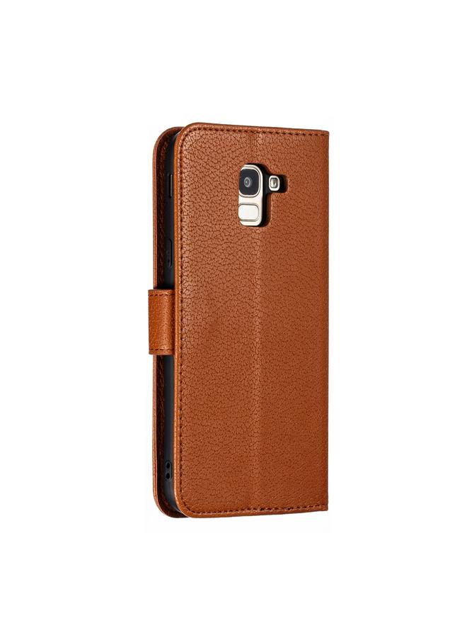 S-TOP Feather Pattern Litchi Texture Horizontal Flip Leather Case with Wallet & Holder & Card Slots For Galaxy J6 - Image 4