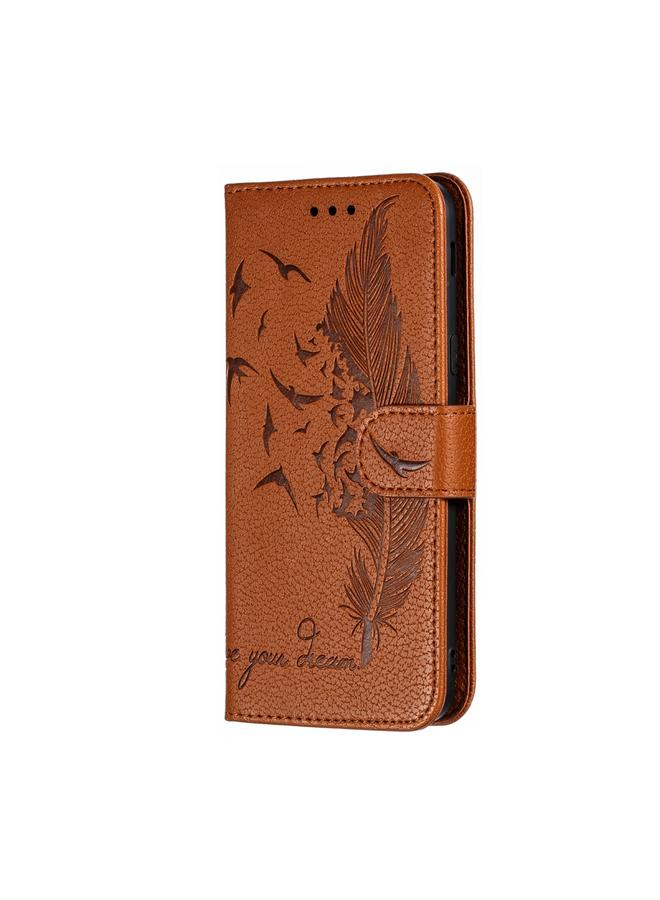 S-TOP Feather Pattern Litchi Texture Horizontal Flip Leather Case with Wallet & Holder & Card Slots For Galaxy J6 - Image 3
