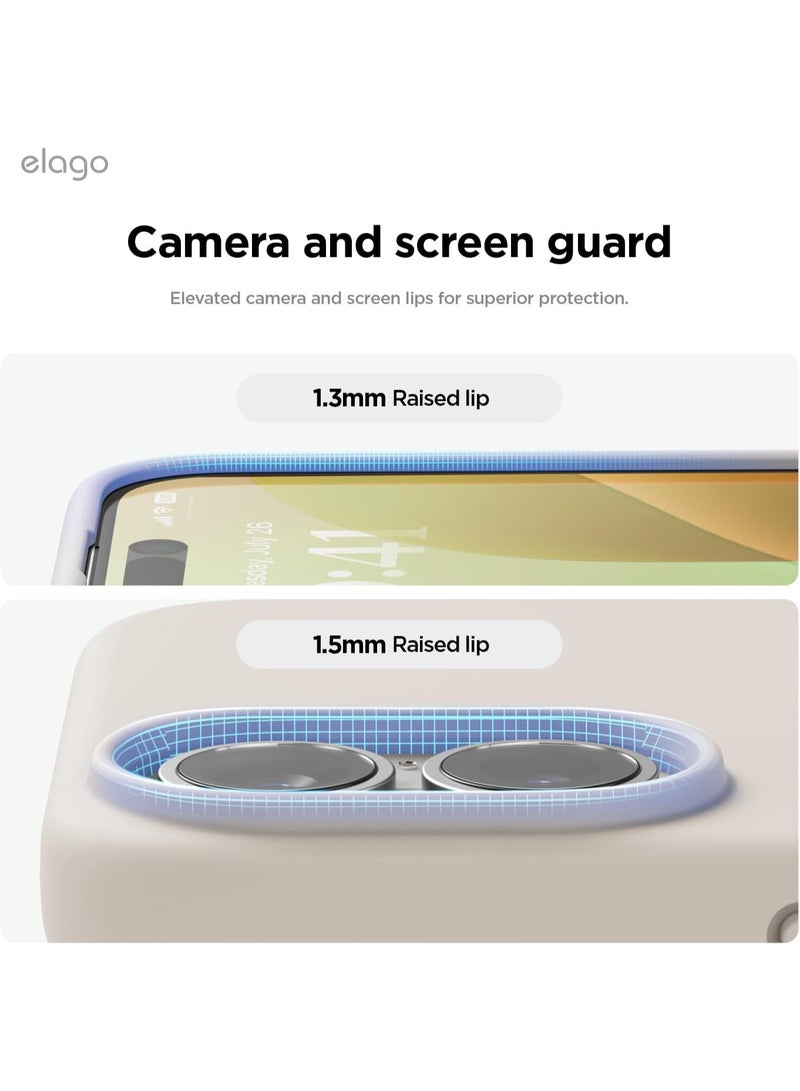 Elago غطاء حماية كامل من السيليكون السائل لجهاز آيفون 16 بلس، مقاوم للصدمات، نحيف، مضاد للخدش، بطانة ميكروفايبر ناعمة - حجر - Image 5