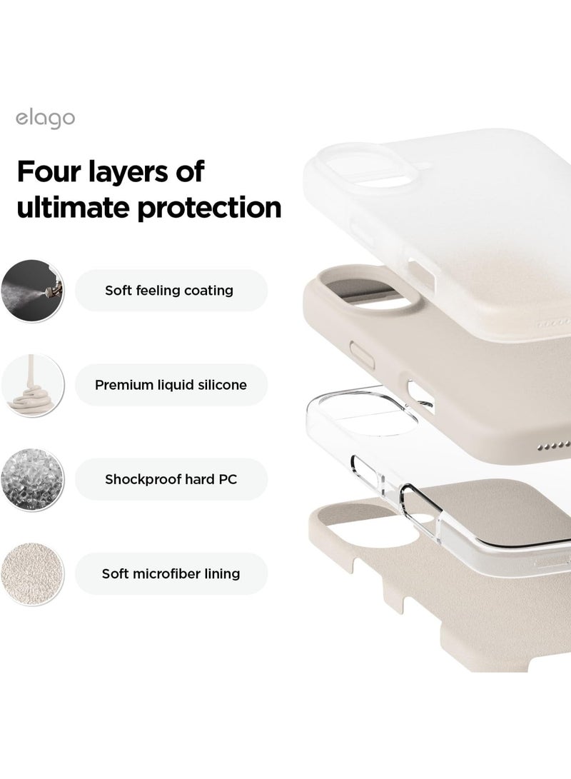 Elago غطاء حماية كامل من السيليكون السائل لجهاز آيفون 16 بلس، مقاوم للصدمات، نحيف، مضاد للخدش، بطانة ميكروفايبر ناعمة - حجر - Image 4
