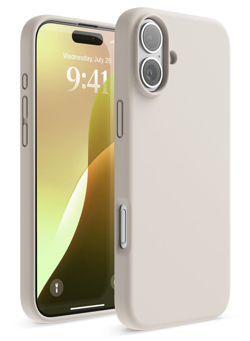 Elago غطاء حماية كامل من السيليكون السائل لجهاز آيفون 16 بلس، مقاوم للصدمات، نحيف، مضاد للخدش، بطانة ميكروفايبر ناعمة - حجر - Image 1