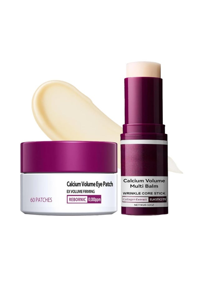 اترجسز العناية بالعين ثنائي - حجم الكالسيوم متعدد عصا البلسم + الهيدروجيل تحت بقع العين 60ea (30 أزواج) ، ترطيب وعلاج العيون المسلسة ، لطيف على الجلد ، صديق للسفر - Image 1