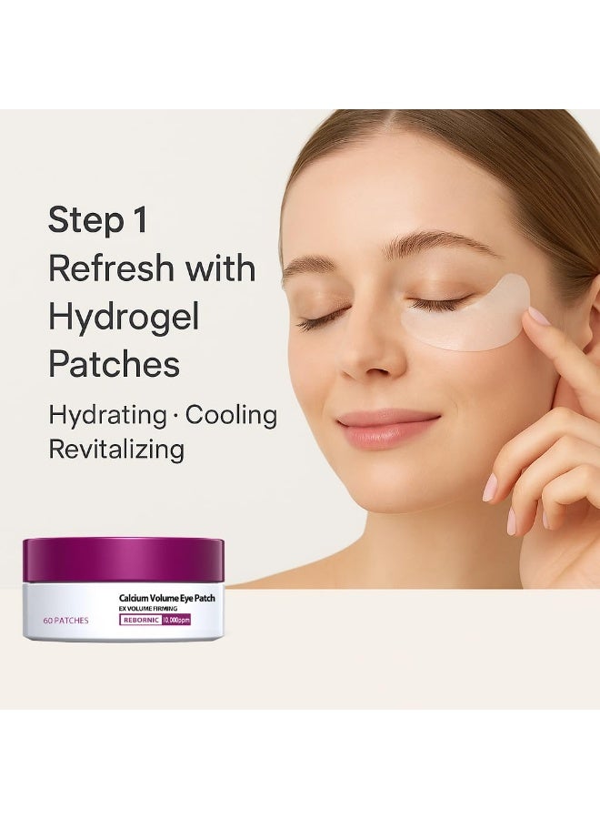 اترجسز العناية بالعين ثنائي - حجم الكالسيوم متعدد عصا البلسم + الهيدروجيل تحت بقع العين 60ea (30 أزواج) ، ترطيب وعلاج العيون المسلسة ، لطيف على الجلد ، صديق للسفر - Image 3