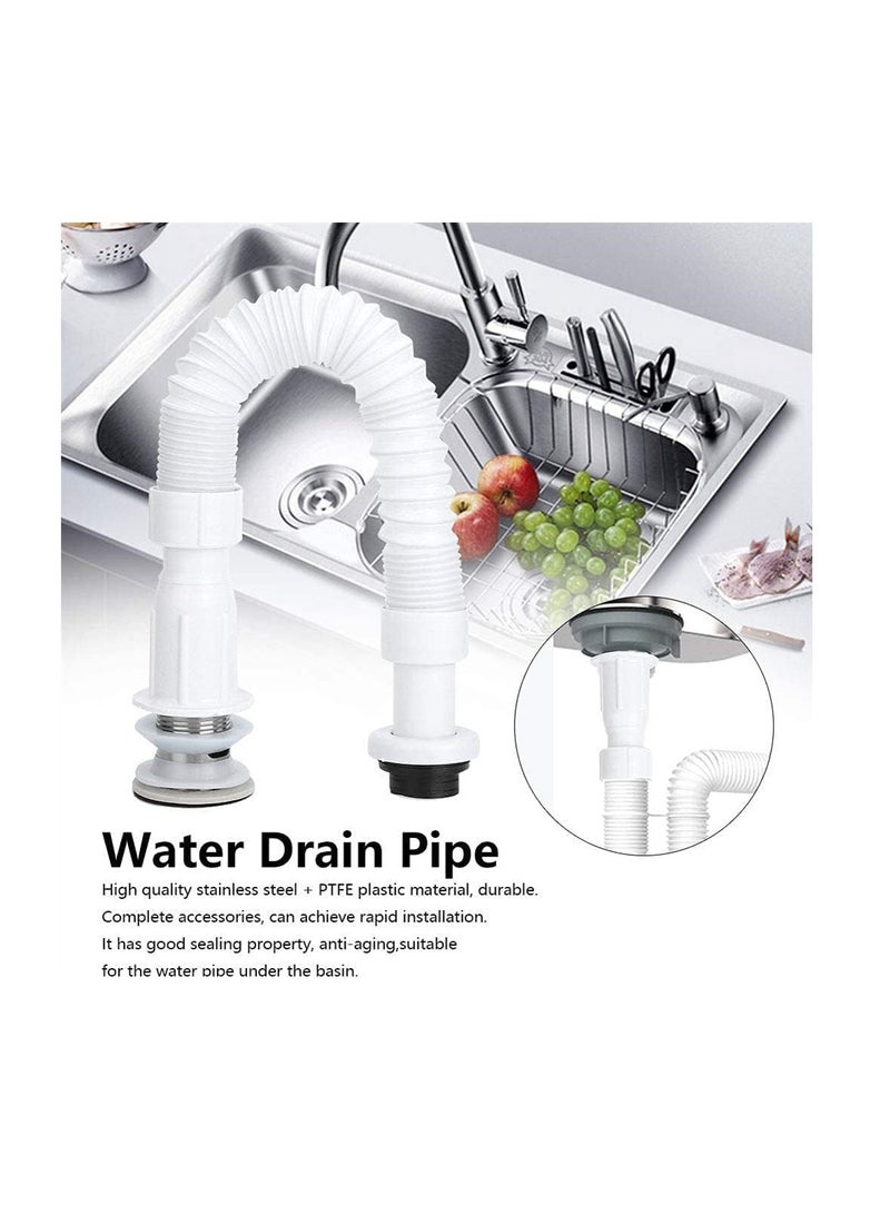 KASTWAVE 37mm Flexible Drain Pipe, Odor‑Proof Universal Single Drain, S Bend Water Down‑Flow Pipe, for Bathroom Vanity Sink Drain Plumbing Trap Tubing - Image 3