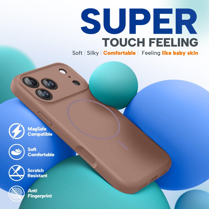Miracase Magnetic for iPhone 17 Pro Max Case, Compatible with MagSafe, Integrated Silicone Camera Control Cover, 3.0mm Thicken Shockproof Drop Protection Phone Case for 17 ProMax, Chocolate - Image 4