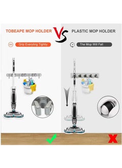 MIXDE Stainless Steel Wall Mount, Broom Mop Holder Heavy Duty Tool Storage Organization, Screws Drilling Or Self-adhesive Installation Suitable for Home, Kitchen, Bathroom, Garage, Closet and Shed  - Image 3