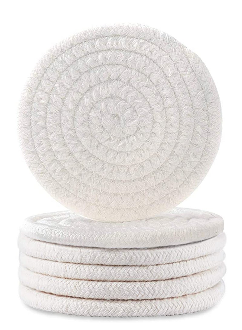 KASTWAVE Coasters for Drinks Absorbent, Vintage Woven Coasters for Table Protection, Water Absorbent Coaster Set, Farmhouse Handmade Braided Fabric Coasters Heat-Resistant - Image 1