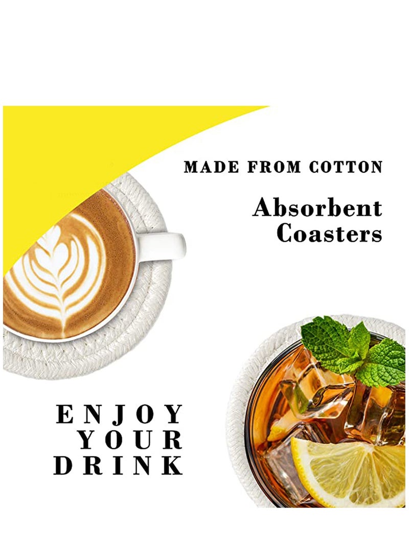 KASTWAVE Coasters for Drinks Absorbent, Vintage Woven Coasters for Table Protection, Water Absorbent Coaster Set, Farmhouse Handmade Braided Fabric Coasters Heat-Resistant - Image 5