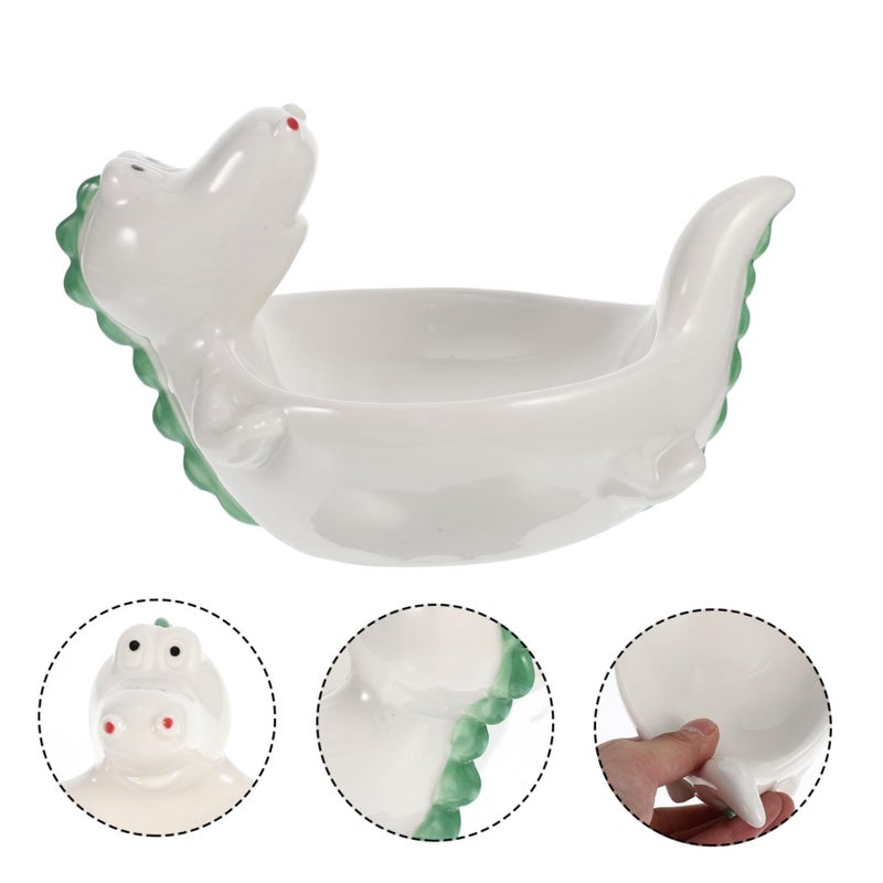 PRETZYOOM 1pc Ceramic Dinosaur Sauce Dipping Bowl Large Capacity Multifunctional Seasoning Dish Home Restaurant Party Catering Fun Design Condiments Appetizers Blue - Image 4