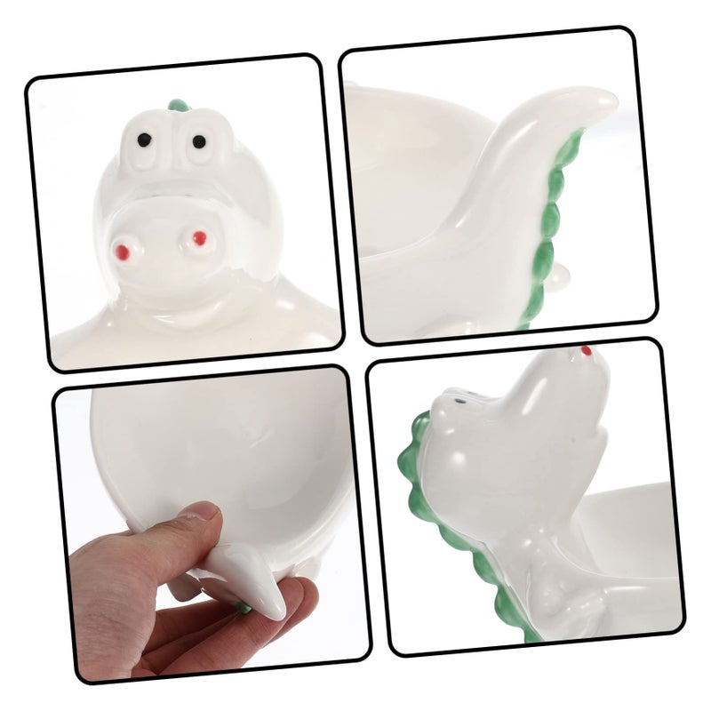 PRETZYOOM 1pc Ceramic Dinosaur Sauce Dipping Bowl Large Capacity Multifunctional Seasoning Dish Home Restaurant Party Catering Fun Design Condiments Appetizers Blue - Image 3