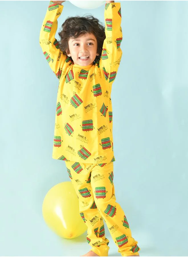 Anthrilo Pop It Graphic Print Top & Pyjama Set by Styli
