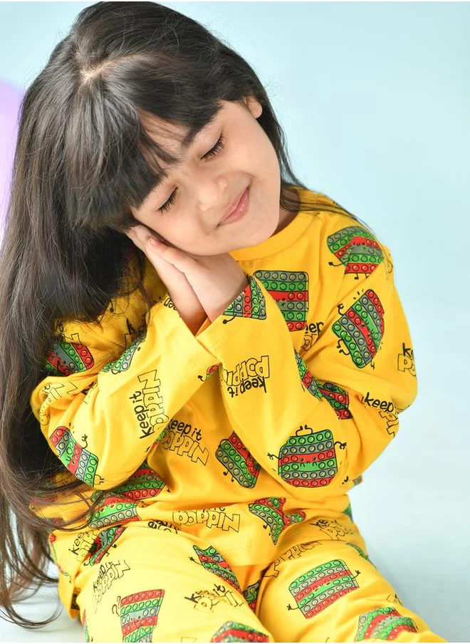 Anthrilo Pop It Graphic Print Top & Pyjama Set by Styli