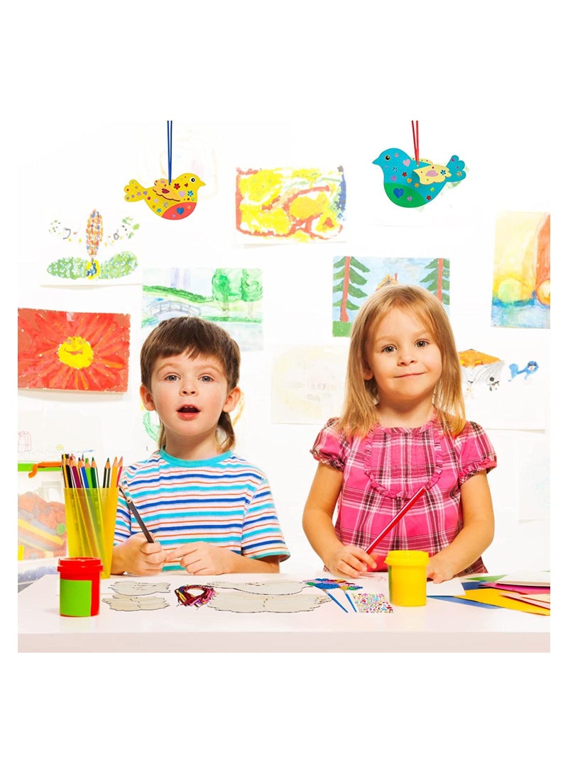 SYOSI Pack of 8 Mobile Make Your Own Wooden Bird Crafts for Kids DIY Paint and Build Your Own Wooden Animal Crafts Set for Boys Girls Birthday Creative Activities Gift - Image 3