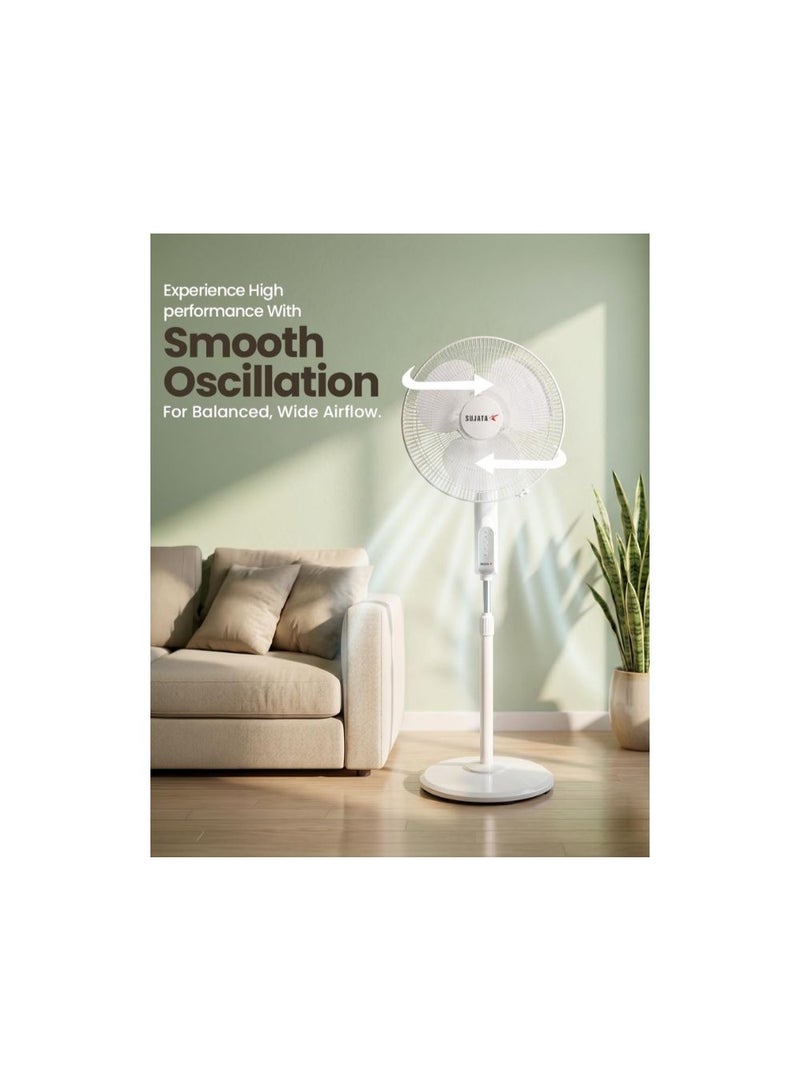 SUJATA BLDC Pedestal Fan with Remote Control | 400mm Sweep | 1350 RPM High-Speed Motor | 100% Copper Winding | Silent Operation | Automatic Oscillation | 2-Year Warranty | White - Image 4