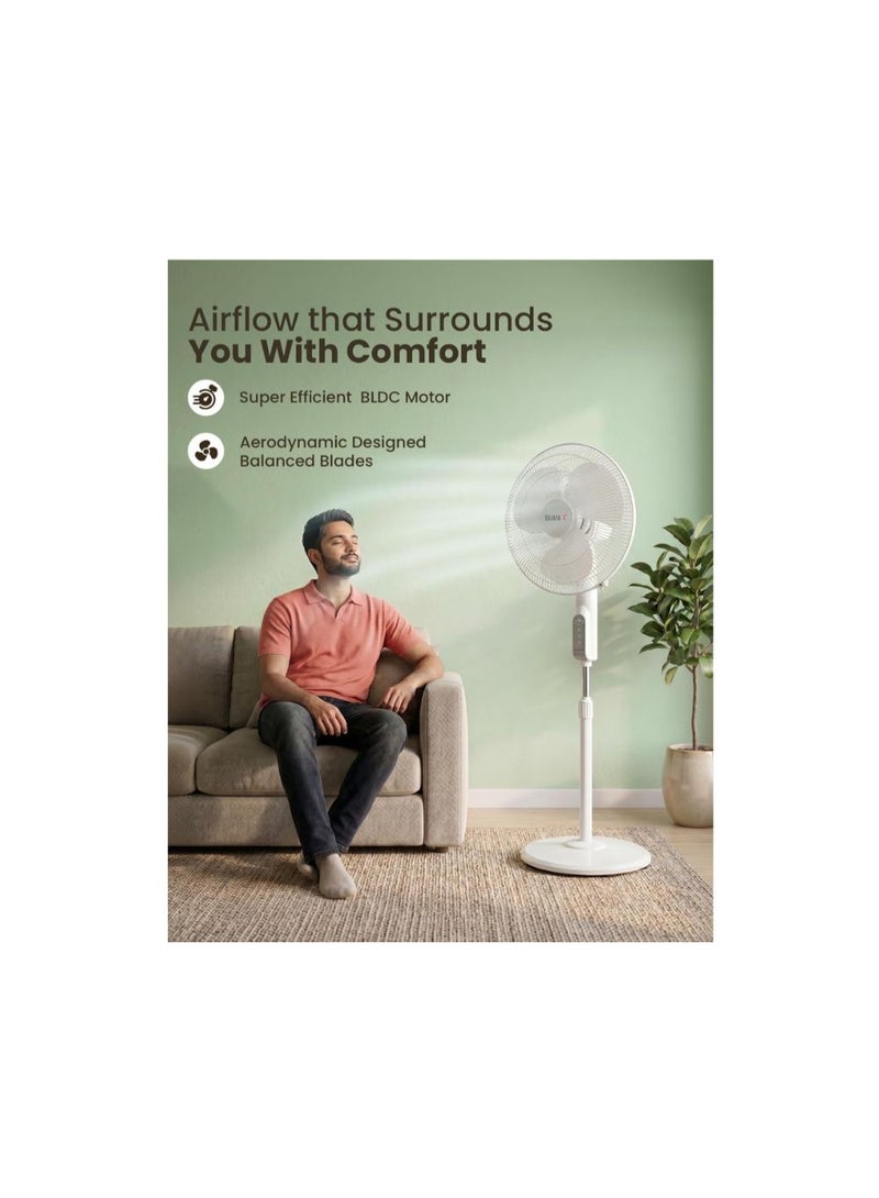 SUJATA BLDC Pedestal Fan with Remote Control | 400mm Sweep | 1350 RPM High-Speed Motor | 100% Copper Winding | Silent Operation | Automatic Oscillation | 2-Year Warranty | White - Image 5