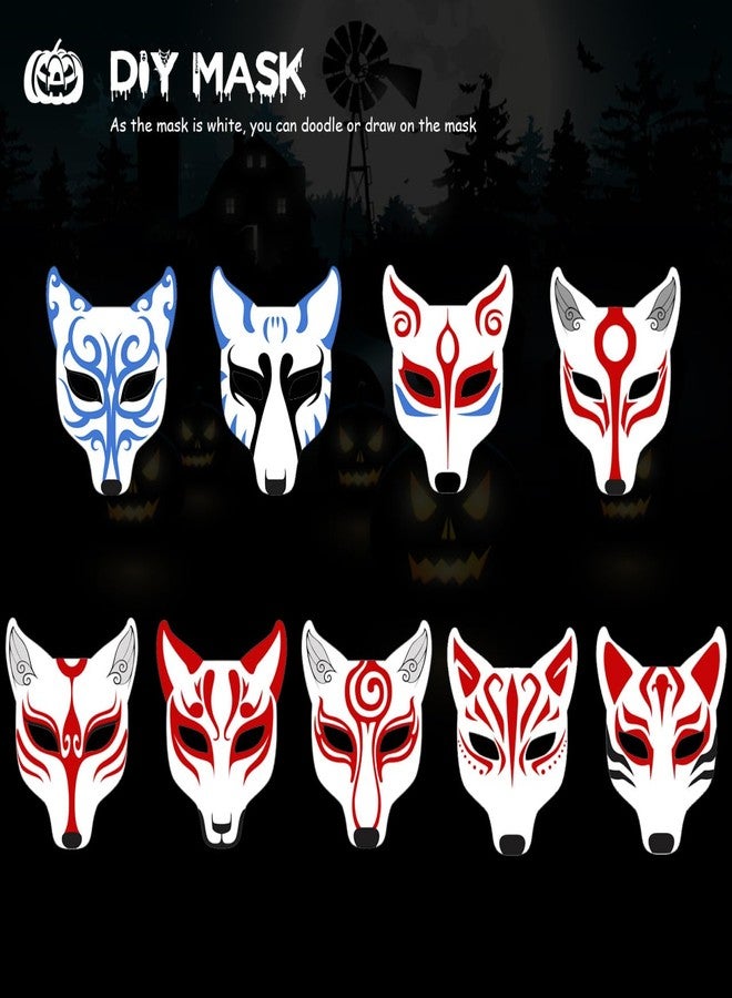 BESTOYARD Halloween Fox Mask Animal Masquerade Costume DIY Theria Blank Mask Paintable Japanese Kabuki Kitsune for Halloween Costume Prop - Image 5