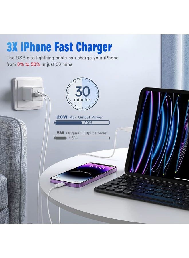 APFEN USB C to Lightning Cable [Apple MFi Certified] 2Pack 10FT iPhone Fast Charger Cable Power Delivery Type C Charging Cord Compatible with iPhone 14 13 12 11 Pro Max X XS XR 8 7 6s Plus SE，White - Image 4
