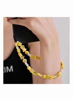 SYOSI 6 Pcs Beaded Phone Strap Smiley Face Beaded Lanyard Wrist Strap, Star Smiley Soft Ceramic Bracelet Keychain Charm for Women Girl 6 Color  - Image 2