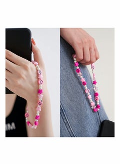 SYOSI 6 Pcs Beaded Phone Strap Smiley Face Beaded Lanyard Wrist Strap, Star Smiley Soft Ceramic Bracelet Keychain Charm for Women Girl 6 Color  - Image 4
