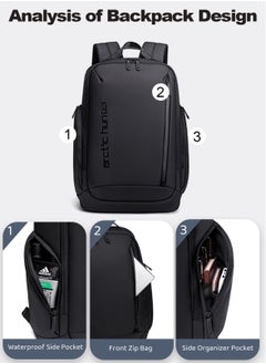 ARCTIC HUNTER Casual Laptop Backpack, Durable Water Resistant Business Travel Bag with Laptop Compartment for College Student Commuter, Black  - Image 4