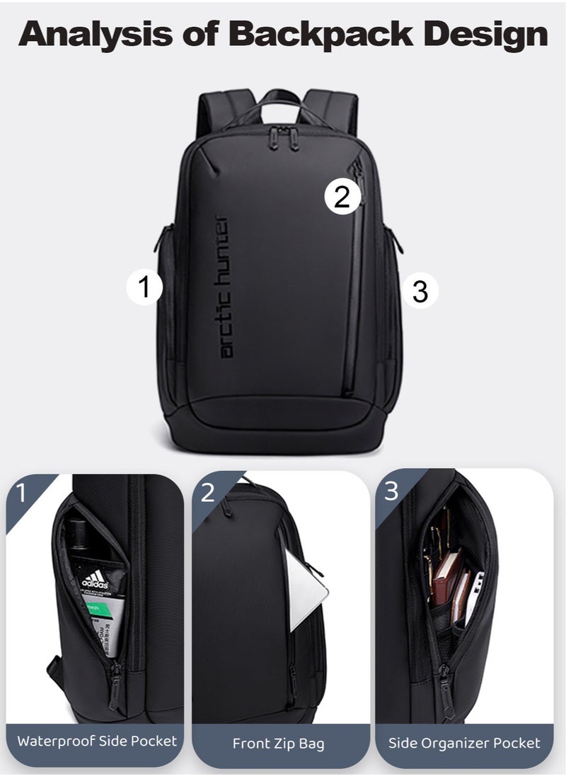 ARCTIC HUNTER Casual Laptop Backpack, Durable Water Resistant Business Travel Bag with Laptop Compartment for College Student Commuter, Black  - Image 4