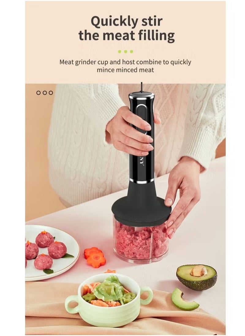 sokany - 4 in 1 Powerful Multifunction Hand Blender with Chopper and Whisk, 400w Manual Multi Purpose Stainless Steel Stick Food Processor, Electric Chopper, Sk-1721-4 (Black) - Image 1
