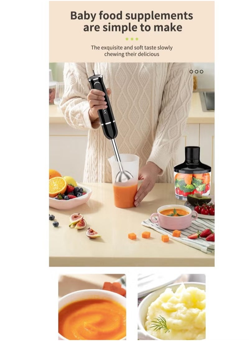 sokany - 4 in 1 Powerful Multifunction Hand Blender with Chopper and Whisk, 400w Manual Multi Purpose Stainless Steel Stick Food Processor, Electric Chopper, Sk-1721-4 (Black) - Image 1