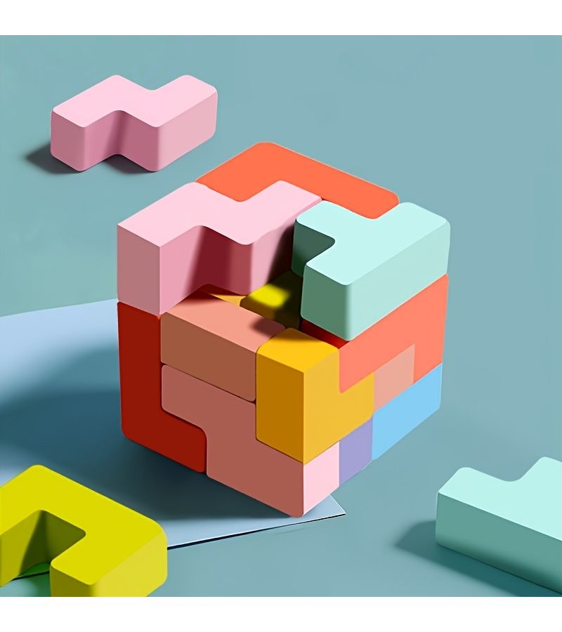 لغز بناء ثلاثي الأبعاد خشبي للأطفال لعبة سطح طاولة لعبة تعليمية Wf003 - Image 3