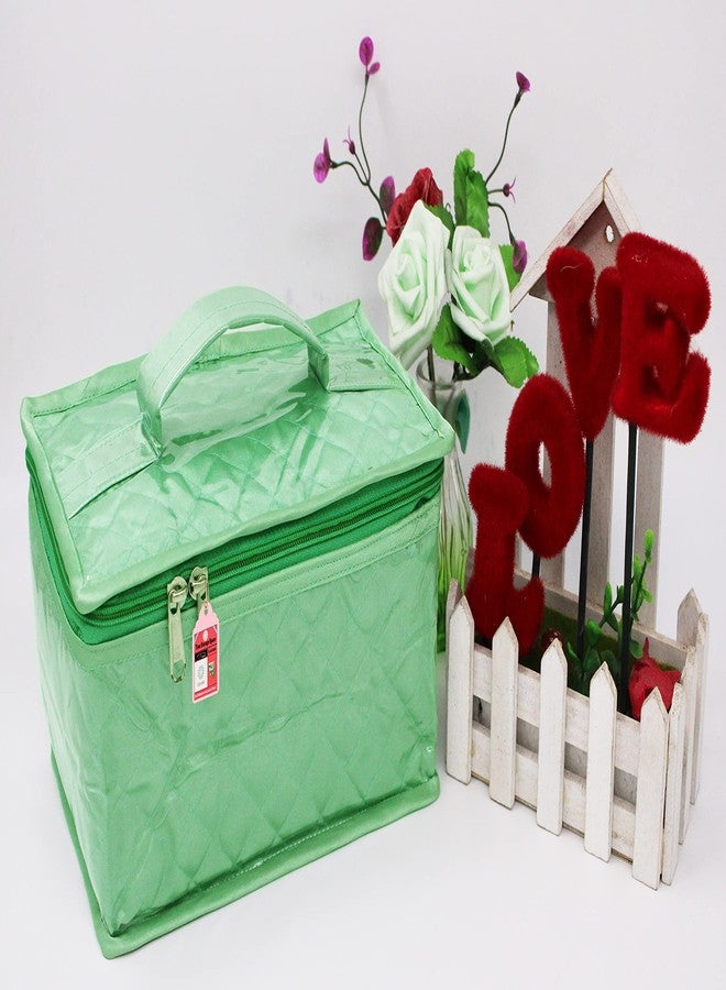 LUCES Satin Women'S Makeup Kit Travel Jewellery Organizer Necklace Zipper Pouches Ring Earring Tops Studs Travelling Make Up Kit With 6 Pouch Bag Case (Mint, Large) - Image 2