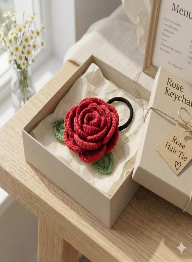 Craftelio Handmade Crochet Flower Hair Tie Combo for Women & Girls | Sunflower, Daisy & Rose Hair Bands | Aesthetic Floral Rubber Bands Ponytail Holder Hair Accessories - Image 4