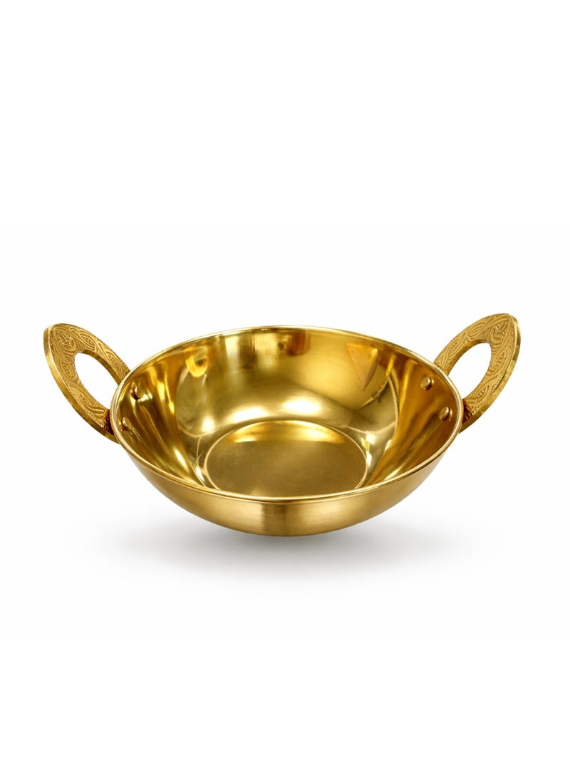Ayda Kadai Gold Plated Pan 20 cm Induction/Gas/Ceramic/Oven Safe, Easy Pour Flared Rim, Perfect Wok for Cooking and Serving - Image 1
