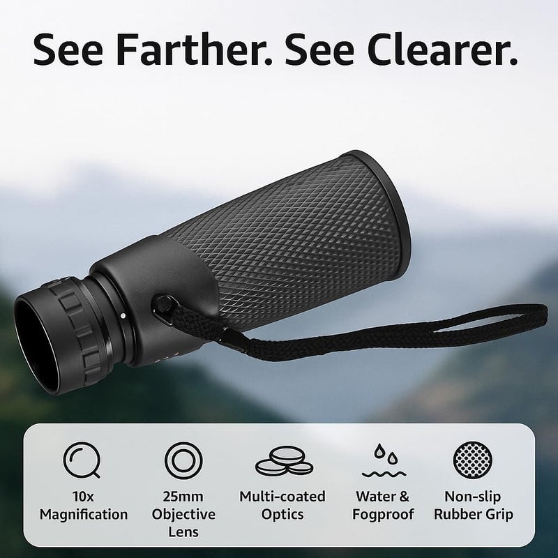 BARSKA Blackhawk Waterproof Monocular – Compact, Fogproof, Multi-Coated Optics, Slip-Resistant Grip for Birding, Hiking, Sports, Concerts & Outdoor Use - Image 3
