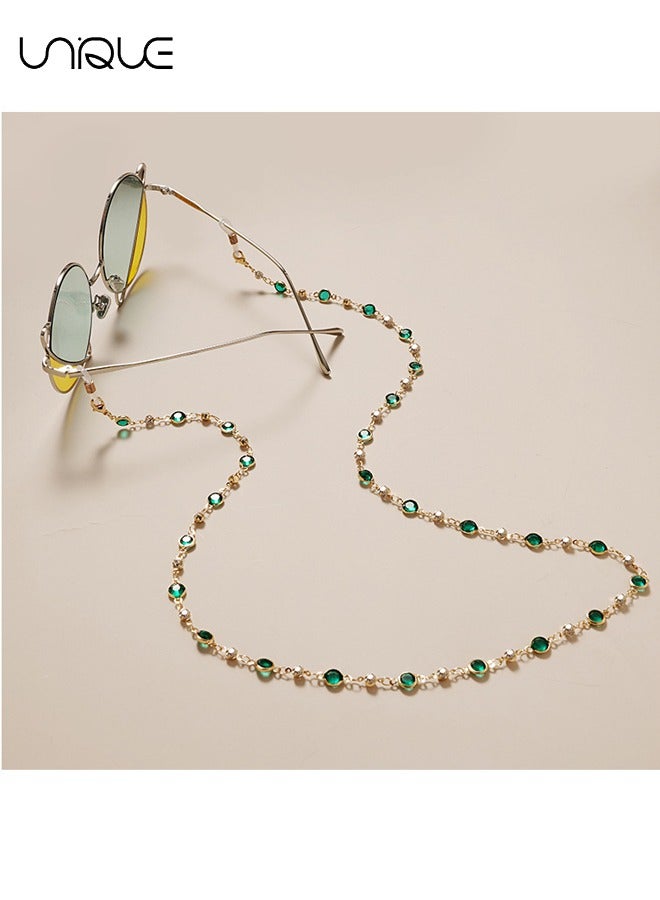Eyeglass Chain - Fashion Eyewear Retainer Strap Holder Cord - Sunglasses Holder Necklace - Face Covering Beaded Lanyard - Reading Eyeglass Necklace - Eyeglass Lanyard - Neck Cord Strap for Women(Green)