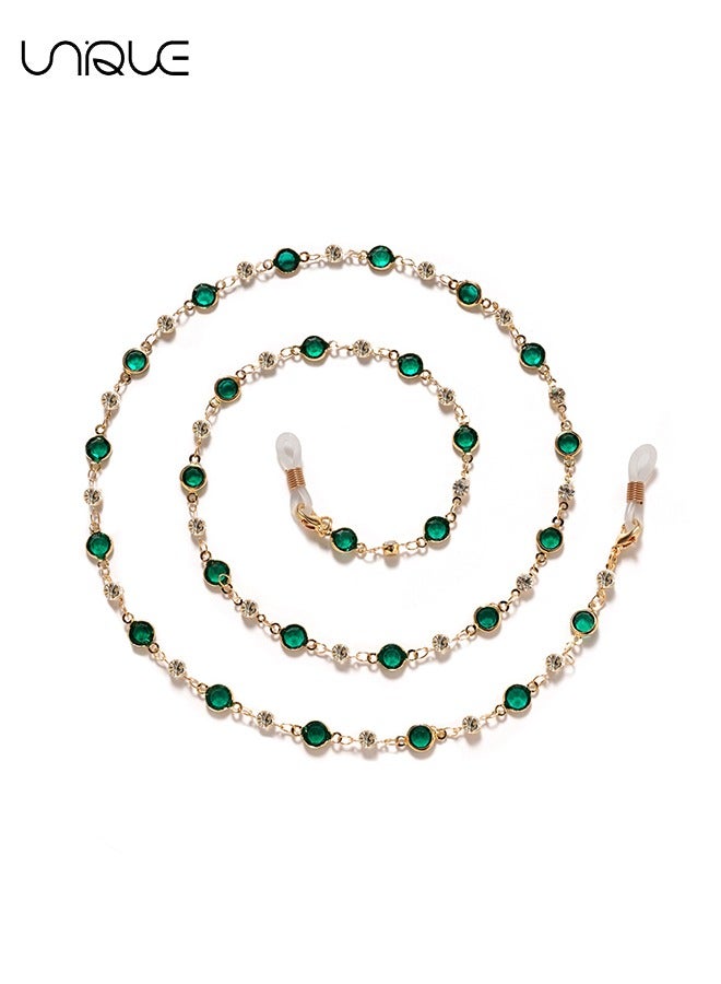 يونيك سلسلة النظارات - الحبل حامل حزام النظارات العصرية - قلادة حامل النظارات الشمسية - غطاء الوجه حبل مطرز - قلادة القراءة للنظارات - حبل النظارات - حزام الحبل للرقبة للنساء (أخضر) - Image 2