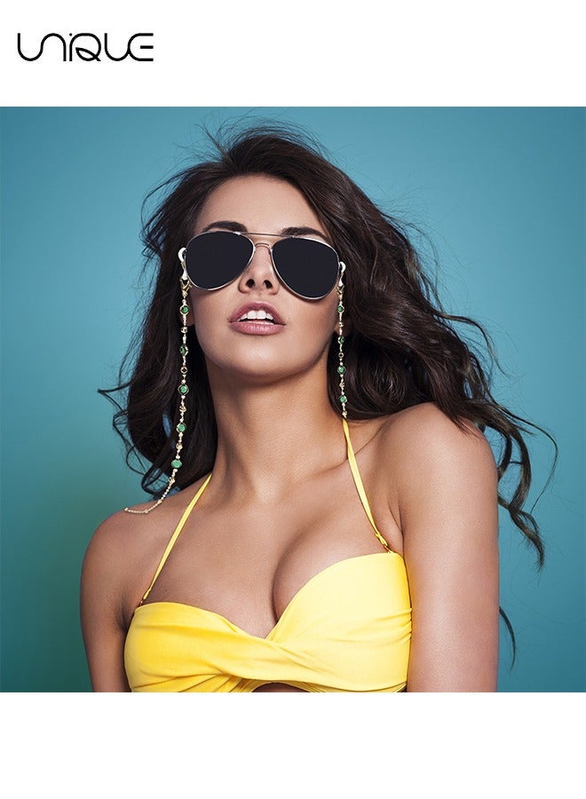 يونيك سلسلة النظارات - الحبل حامل حزام النظارات العصرية - قلادة حامل النظارات الشمسية - غطاء الوجه حبل مطرز - قلادة القراءة للنظارات - حبل النظارات - حزام الحبل للرقبة للنساء (أخضر) - Image 5