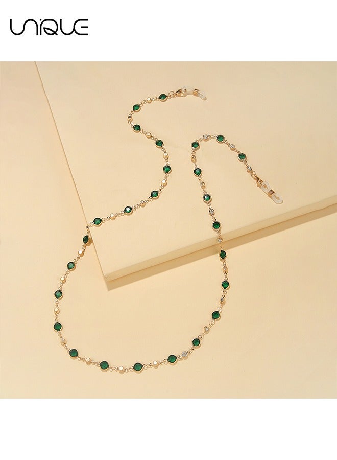 يونيك سلسلة النظارات - الحبل حامل حزام النظارات العصرية - قلادة حامل النظارات الشمسية - غطاء الوجه حبل مطرز - قلادة القراءة للنظارات - حبل النظارات - حزام الحبل للرقبة للنساء (أخضر) - Image 4