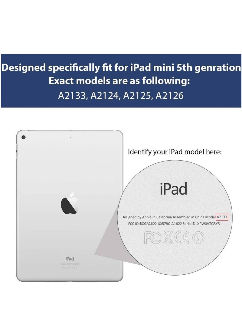 ELTRAZONE iPad Mini 5 Case – Black Slim Fit Folio with Rubber Coating, Hard Cover, Lightweight, Wake/Sleep Feature (Navy Blue) - Image 2