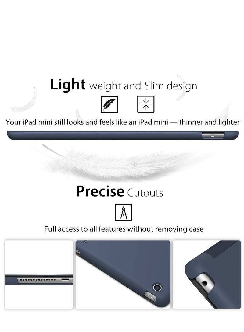 ELTRAZONE iPad Mini 5 Case – Black Slim Fit Folio with Rubber Coating, Hard Cover, Lightweight, Wake/Sleep Feature (Navy Blue) - Image 4