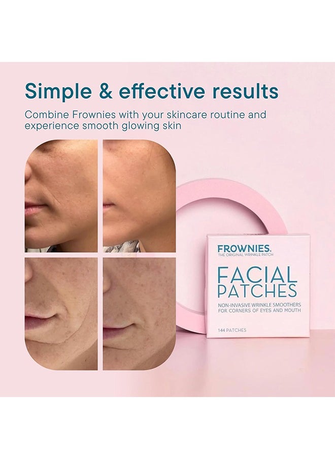 Frownies - The Original Wrinkle Patch, Facial Patches, Hypoallergenic Facial Patches to Smooth & Soften, Corners of Eyes and Mouth, for Overnight Use, 144 Patches - Image 1