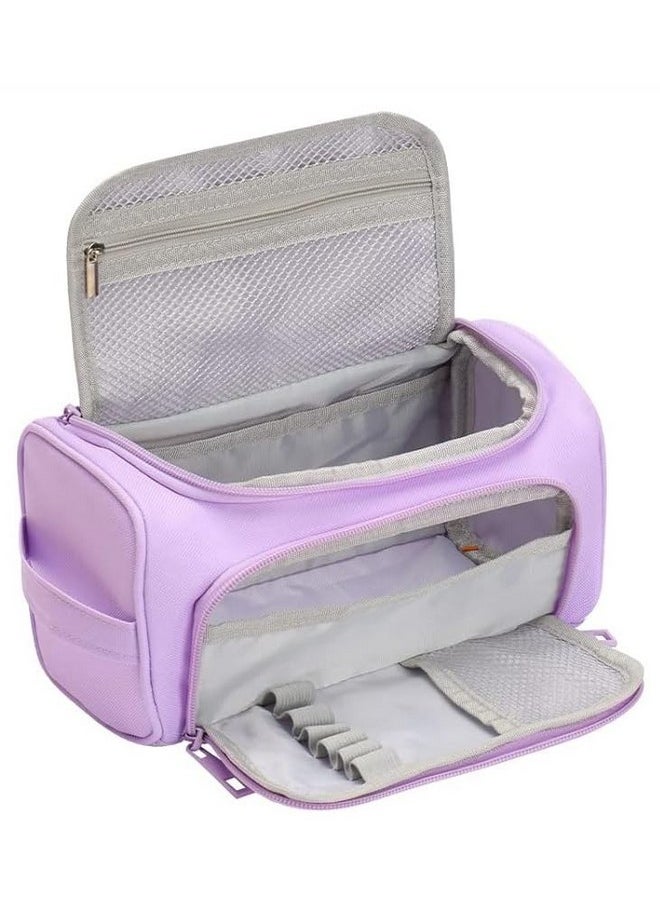 Prime Deals - PRIME DEALS 3 Compartment Canvas Large Capacity Pencil Box Pencil Case for Girls & Boys, Pen & Pencil Pouches, Stationery Pouch for School Kids College Students, Cute Stationary Organizer (Purple) - Image 1
