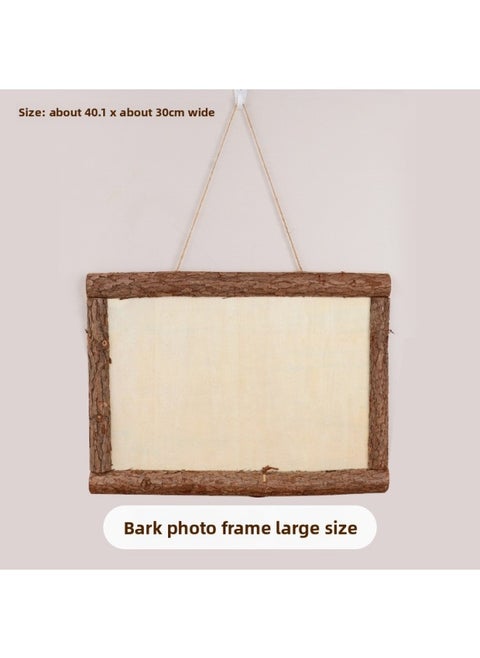 Branch Trunk Decoration Landscape Creative Diy Handmade Model Material Log Small Stick Round Wood Chip Solid Wood Photo Frame-Color:Bark Photo Frame Large