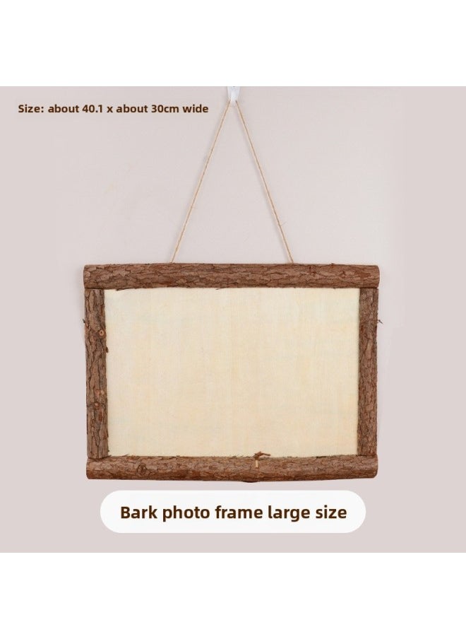 Branch Trunk Decoration Landscape Creative Diy Handmade Model Material Log Small Stick Round Wood Chip Solid Wood Photo Frame-Color:Bark Photo Frame Large